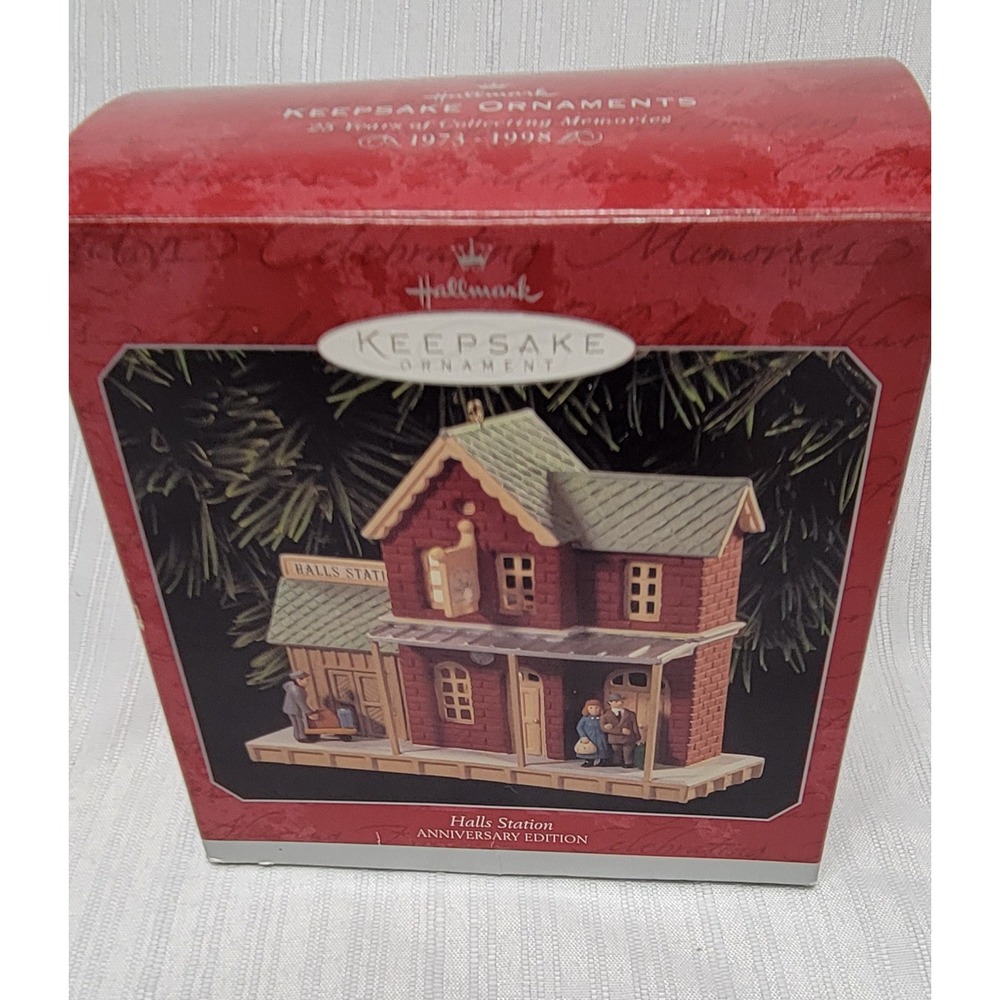 Hallmark Keepsake Ornament Halls Station 25th Anniversary Edition 1998 Train